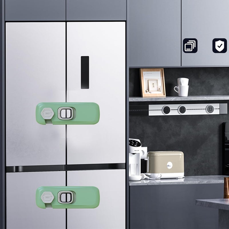 Wilbeva Fridge Locks with Self Adhesive, Refrigerator Latch for Kids, Toddlers and Children, Child & Baby Proofing Freezer Door Lock for, Cabinets and Drawers, Oven, Windows (Green-2pack) - Image 4